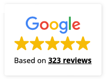 Google reviews rating showing five gold stars with the text "Based on 323 reviews" below, giving your home search the credibility it deserves.